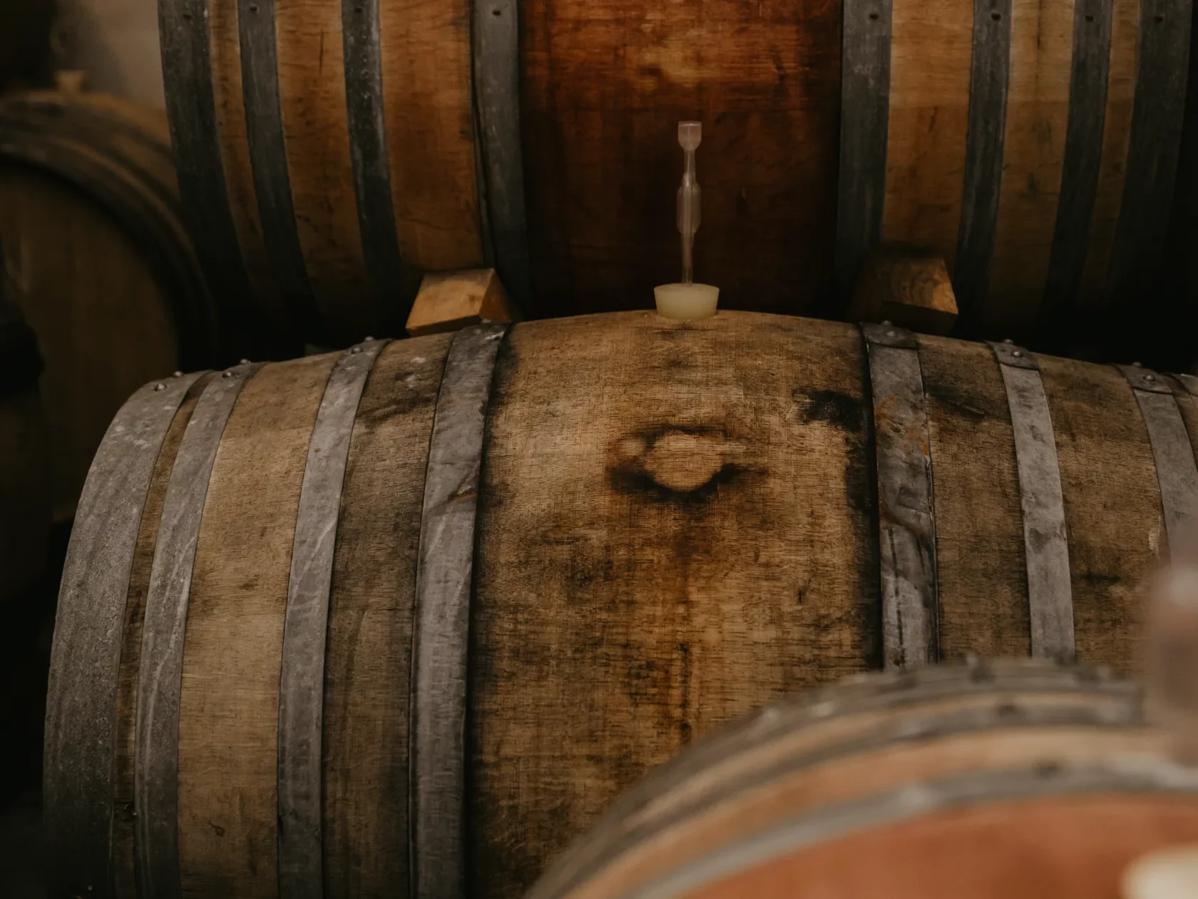 French oak barrel wine maturation at La Luandière